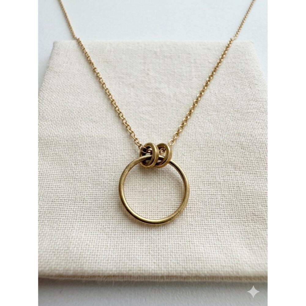 14K Gold Filled Karma Ring Pendant Necklace Minimalist Eternity Circle Chain